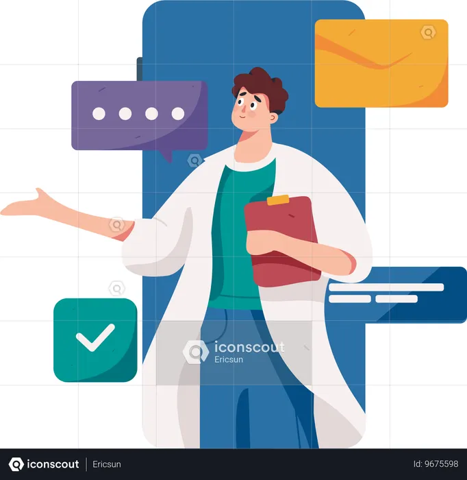 Online consulting with doctor  Illustration