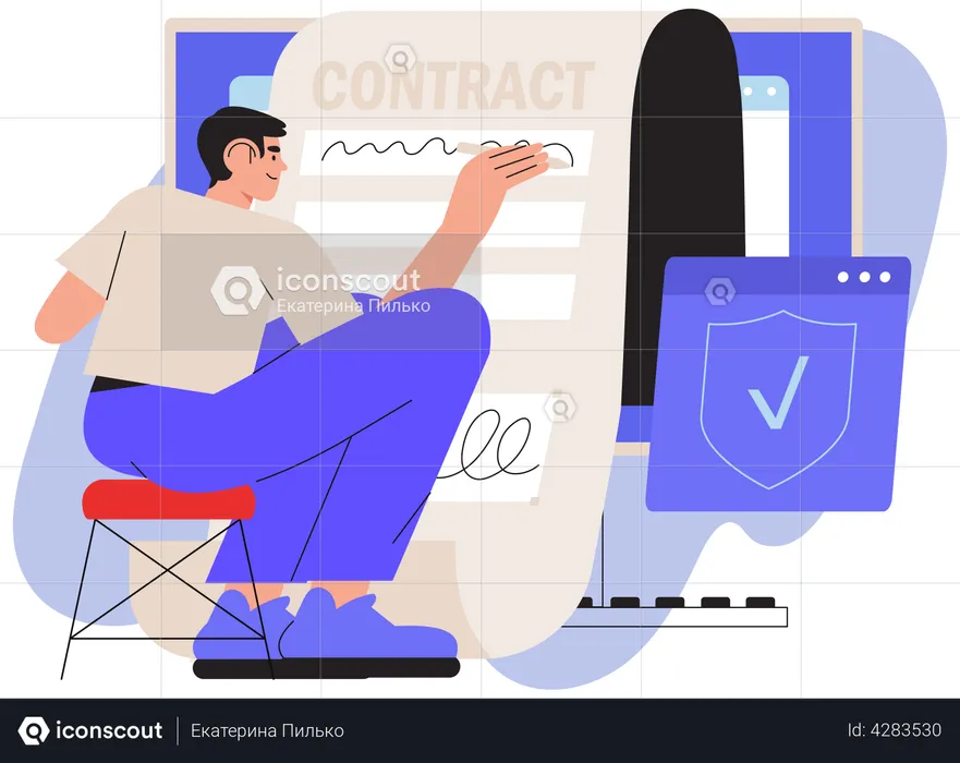 Online contract signing  Illustration