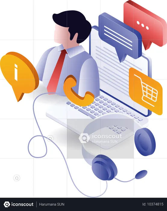 Online conversation with sales customer service  Illustration