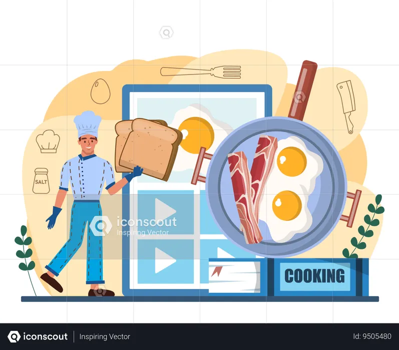Online cooked eggs recipe  Illustration