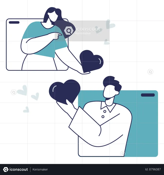 Online Couple Affection  Illustration