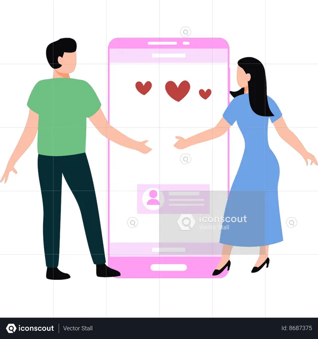 Online couple is dating  Illustration