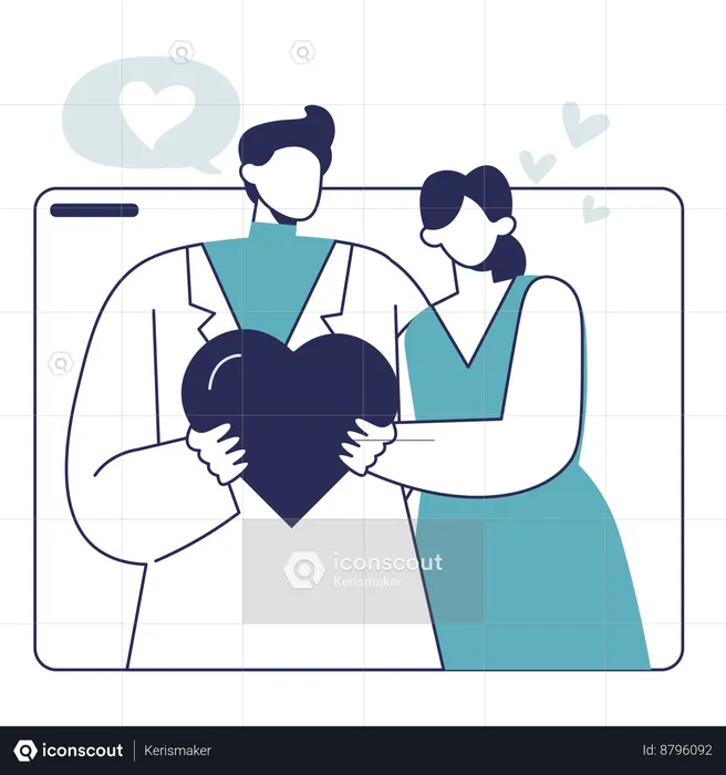 Online Couple love  Illustration