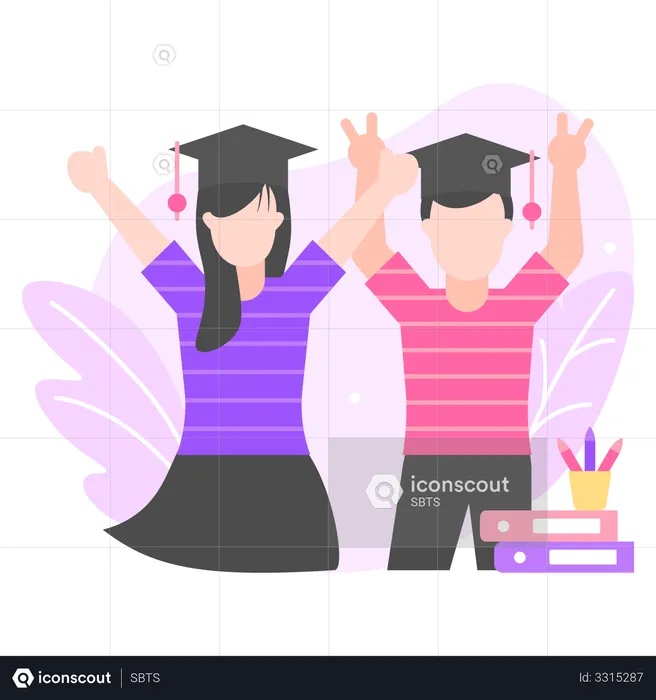 Online Course Graduation  Illustration