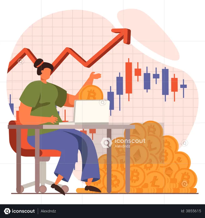 Online cryptocurrency trade analysis  Illustration