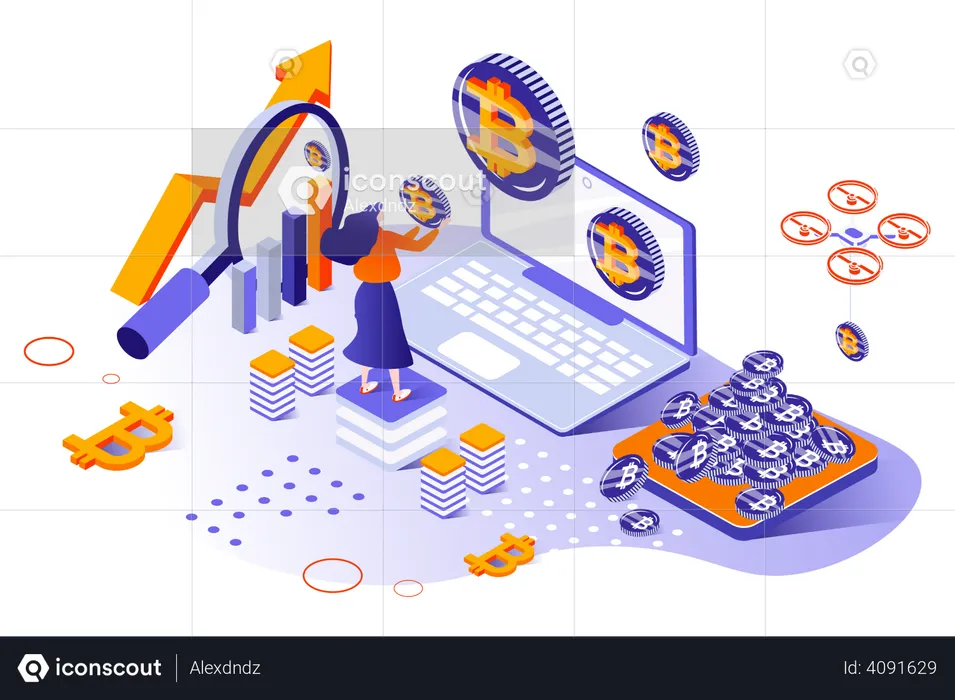 Online cryptocurrency trade analysis  Illustration