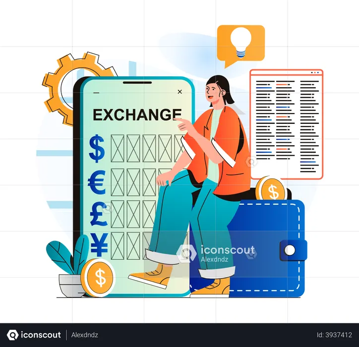 Online currency exchange  Illustration