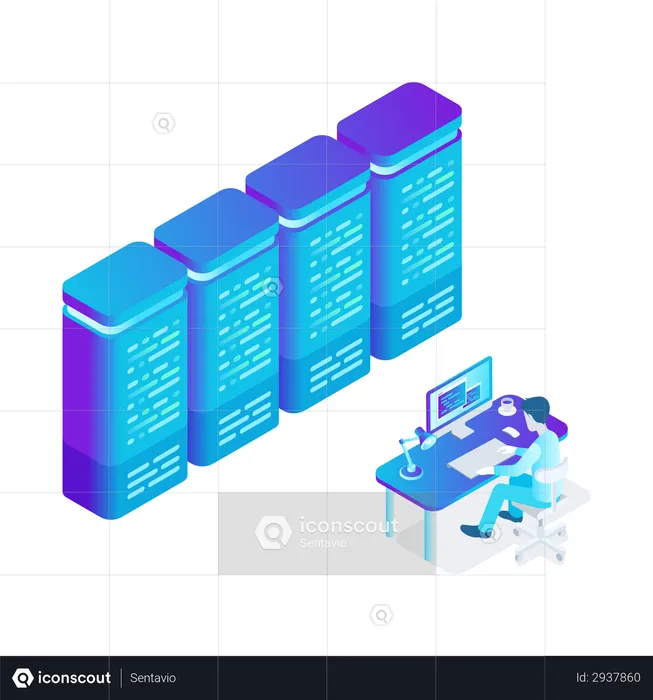 Online Data Hosting Server  Illustration