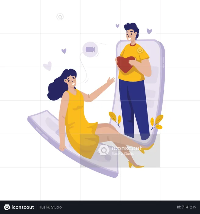Online dating video call  Illustration