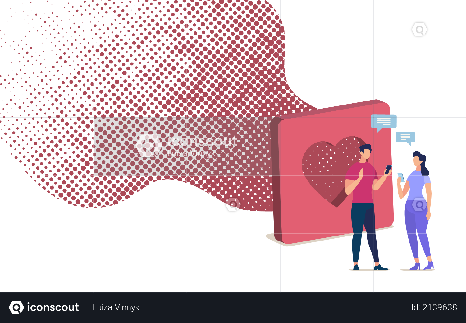 Online Dating with Mobile Phone App Illustration