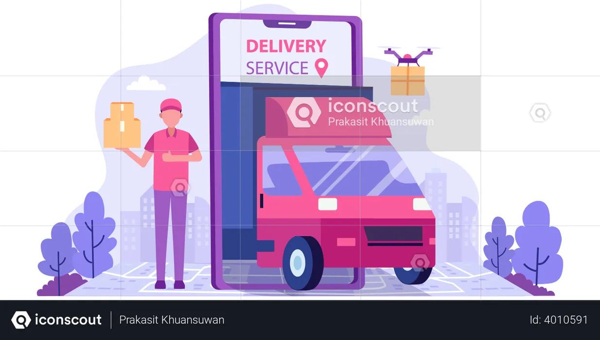 Online Delivery  Illustration