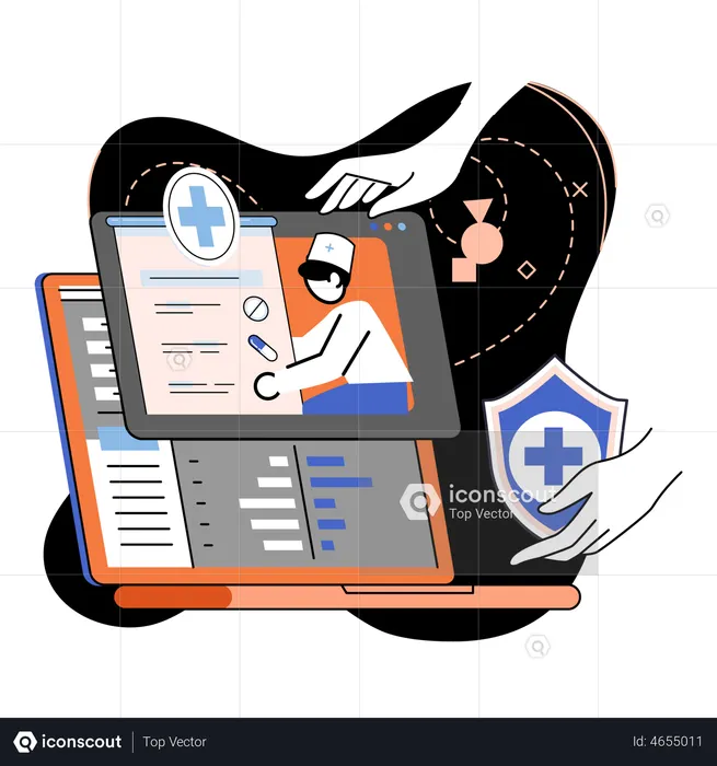Online-Dienst für medizinische Berichte  Illustration