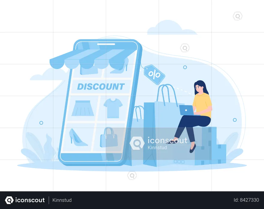 Online Discount  Illustration