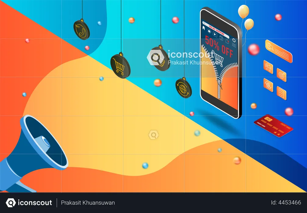 Online Discount Advertising  Illustration