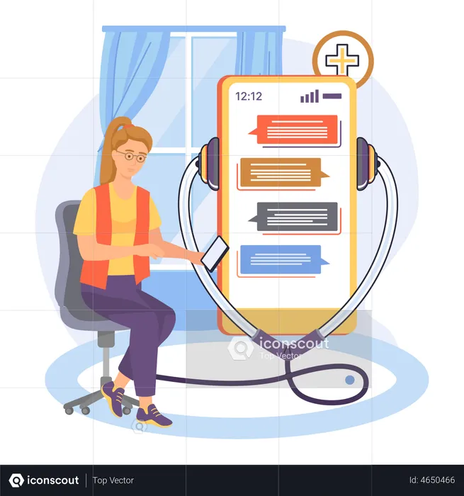 Online doctor chatting service  Illustration