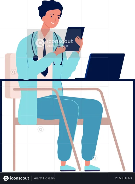 Online doctor consultant on tablet  Illustration