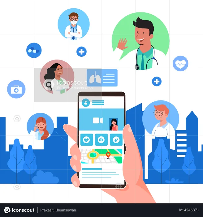 Online doctor consultation application  Illustration