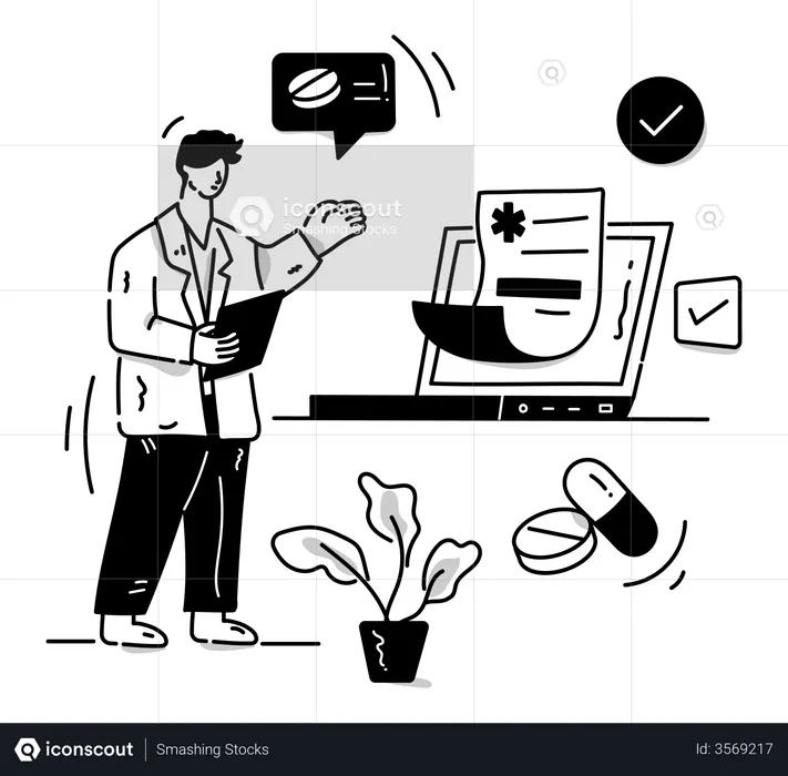 Online doctor consultation website  Illustration