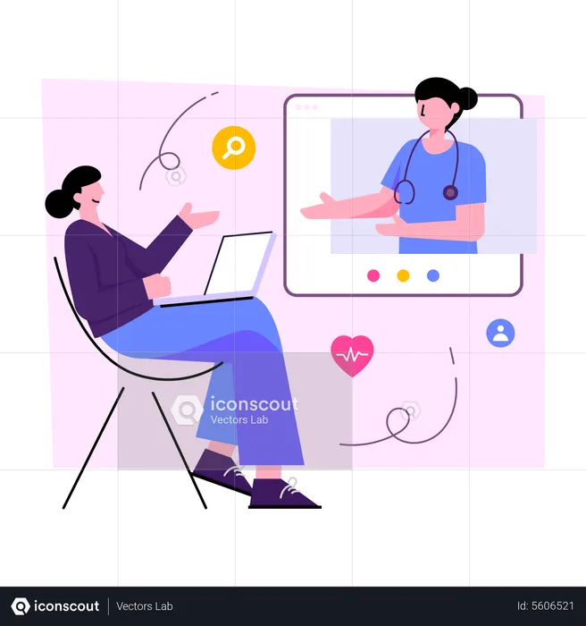 Online Doctor Discussion  Illustration