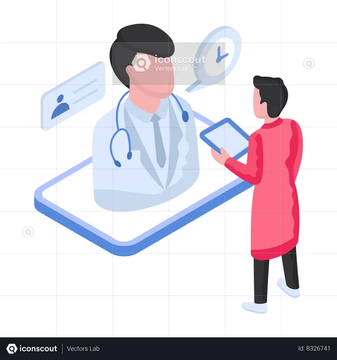 Online doctor is consulting online patient  Illustration