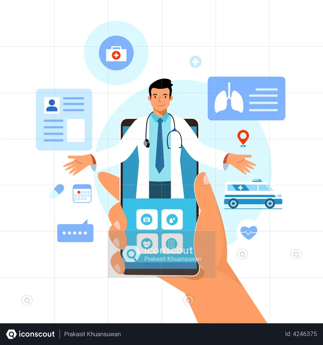 Online doctor service app  Illustration