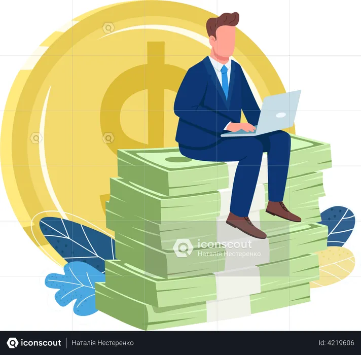 Online earning by businessman  Illustration