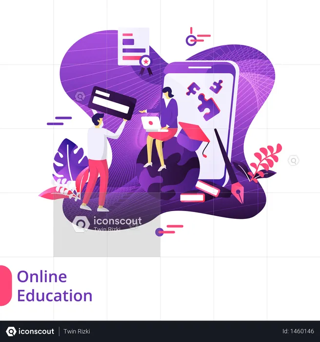 Online Education Modern Illustration  Illustration