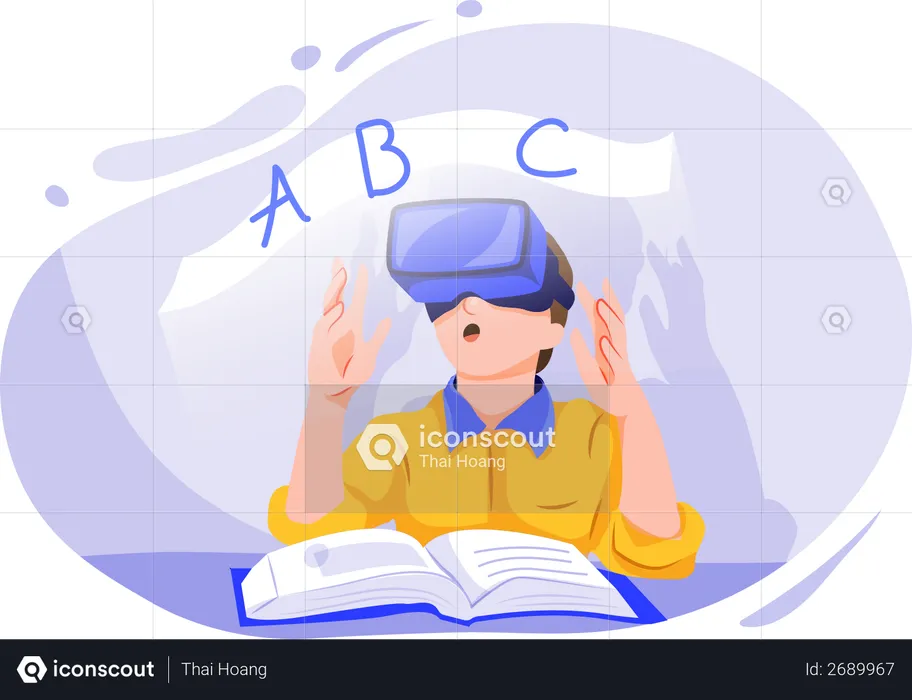 Online Education with Vr glasses  Illustration