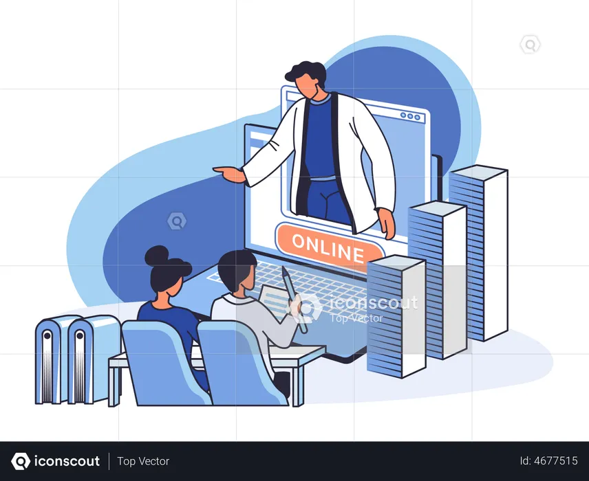 Online employee training program  Illustration