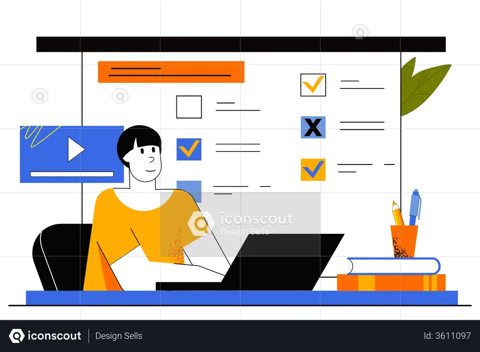 Online Exam Test  Illustration