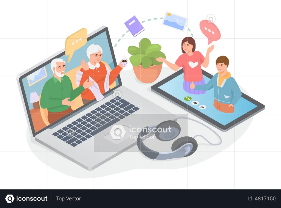 Online family chat  Illustration