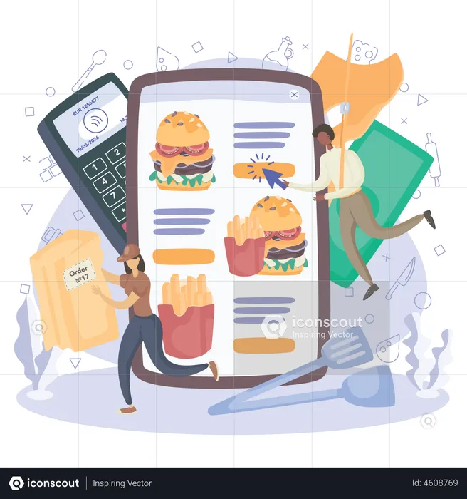 Online Fast Food service  Illustration