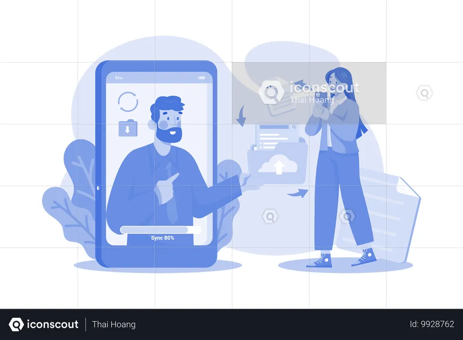 Online File Sharing by employees  Illustration