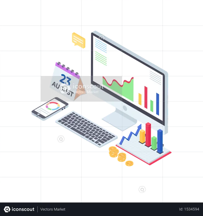 Online Financial Report  Illustration