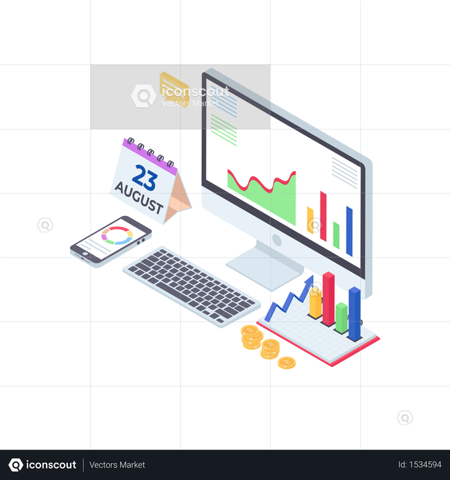 Best Premium Online Financial Report Illustration download in PNG ...