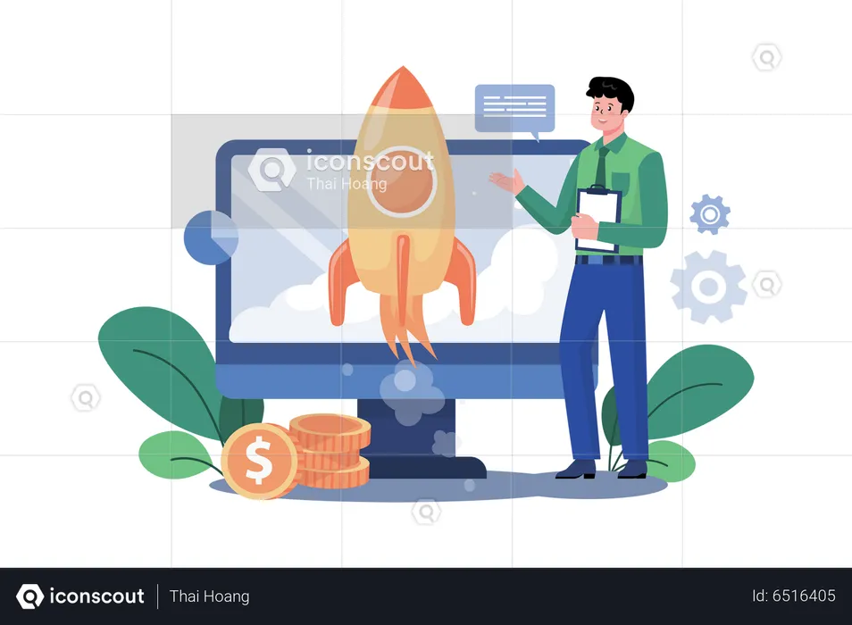 Online Financial Startup  Illustration
