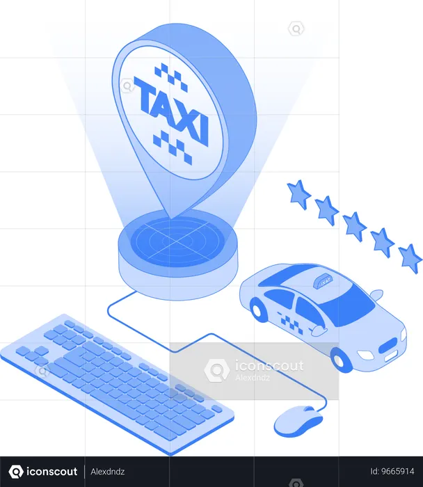 Online find taxi location  Illustration