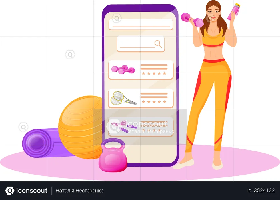 Online fitness app  Illustration
