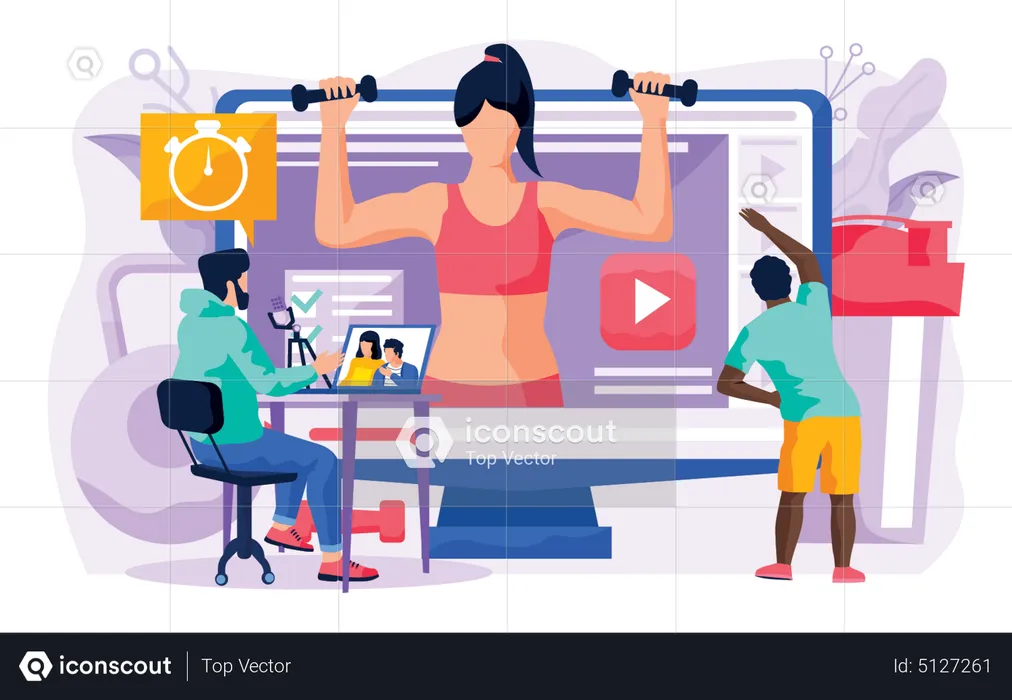 Online-Fitnesskurs  Illustration