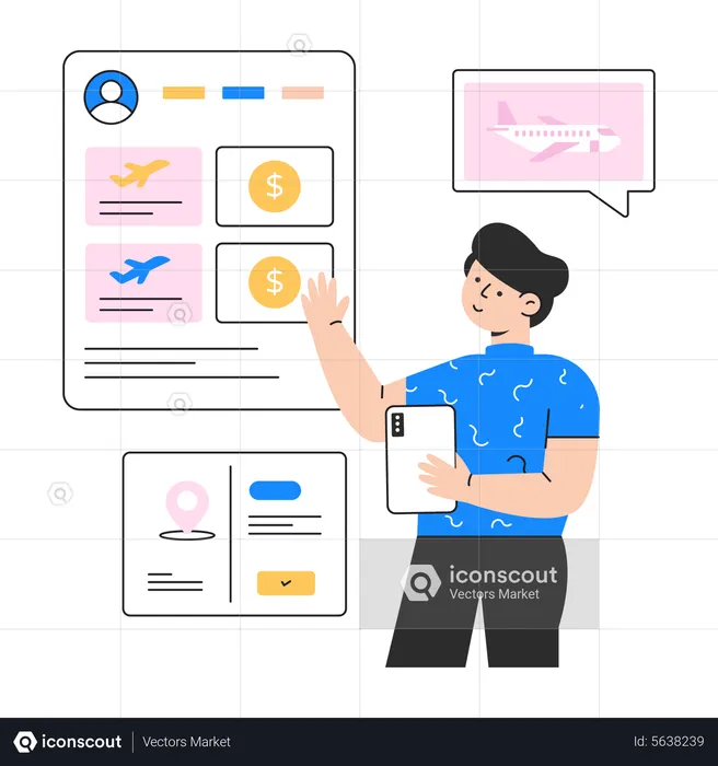 Online flight booking  Illustration