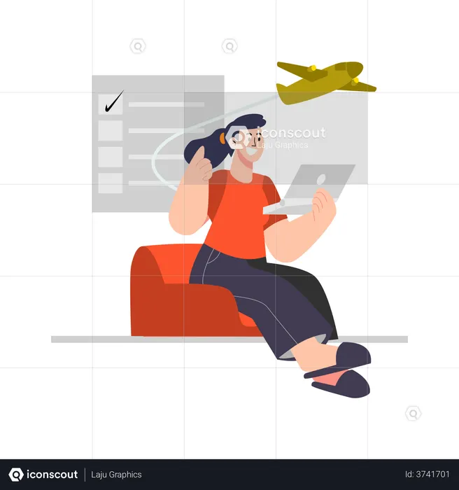 Online flight booking  Illustration