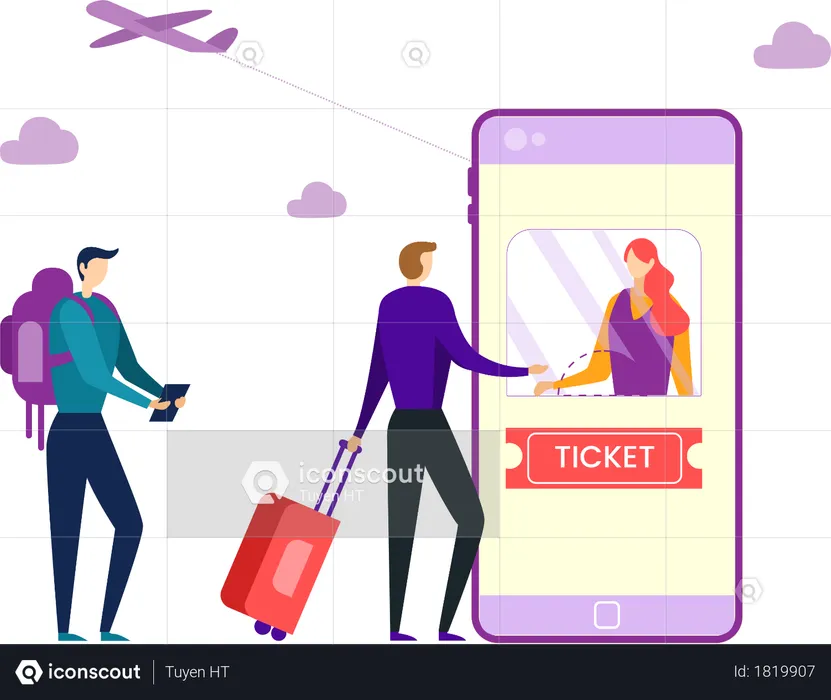 Online flight ticket booking  Illustration