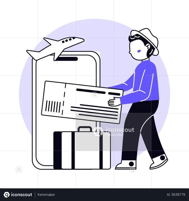 Online flight ticket booking  Illustration