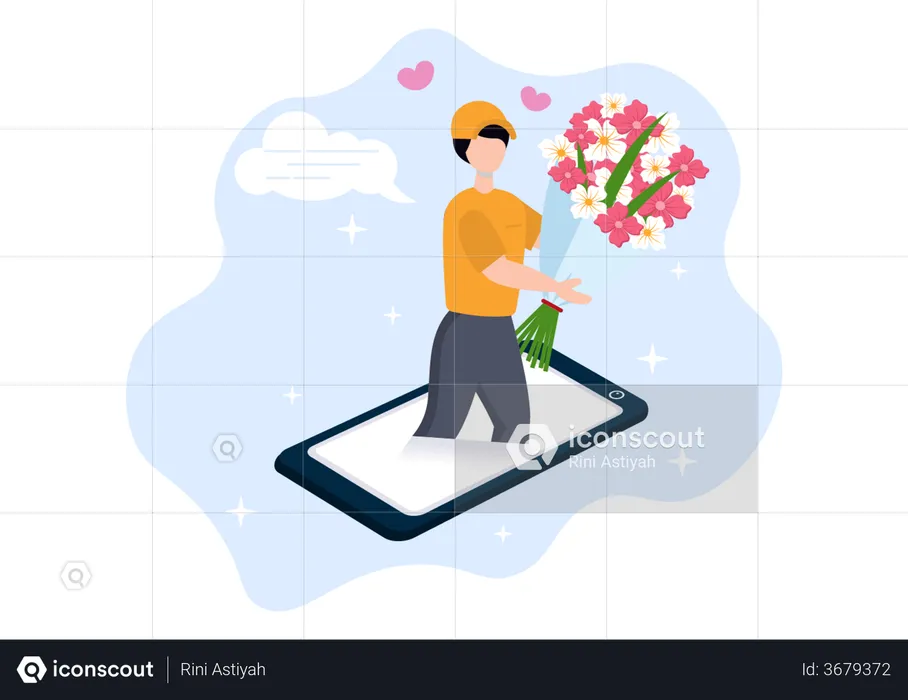 Online Flower delivery  Illustration