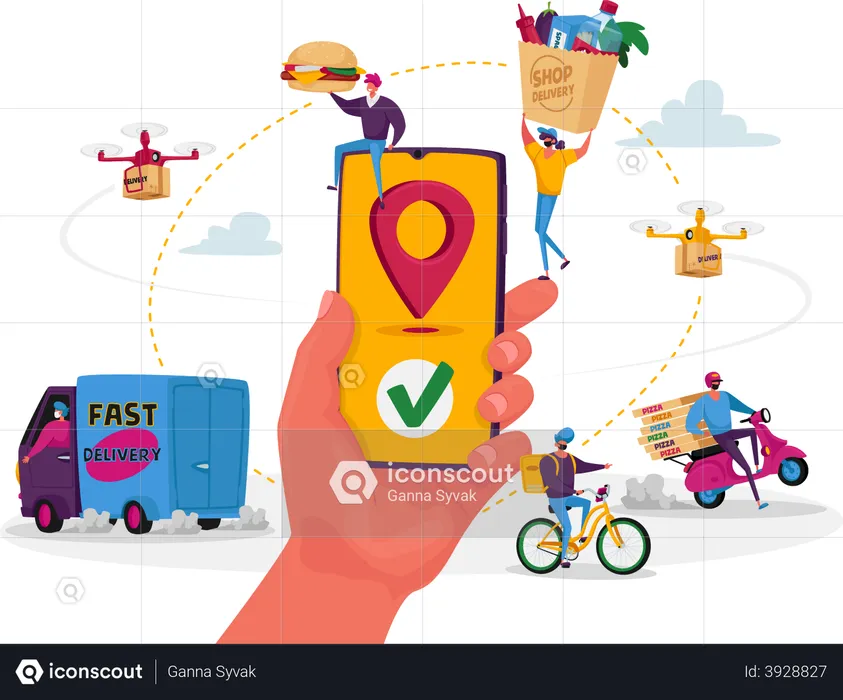 Online food delivery services apps  Illustration
