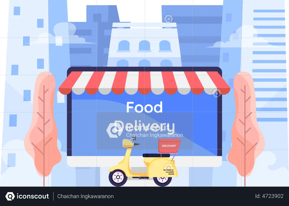 Online Food Ordering and Delivery Service  Illustration