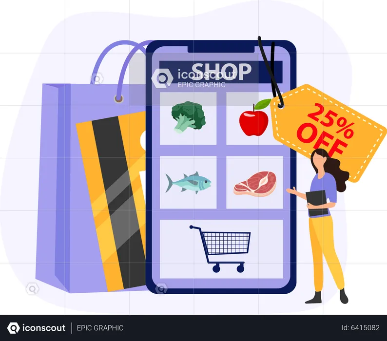 Online food shopping  Illustration