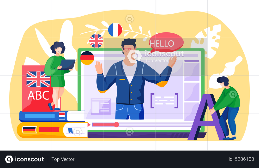 Best Premium Online foreign language courses Illustration download in