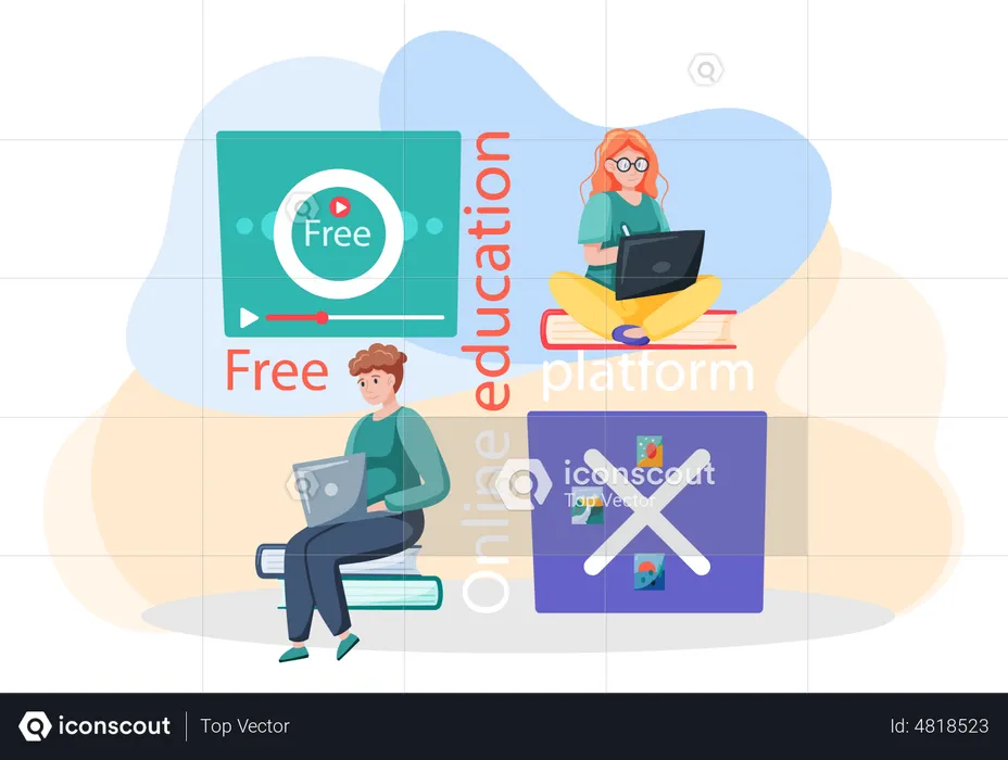 Online Free education platform  Illustration