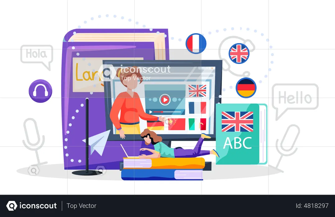 Online-Fremdsprachenkurse  Illustration